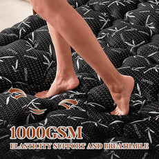 100% Waterproof Queen Size Mattress Topper, Thick Pillow Top Mattress Pad，Up to 24 Inch Deep Pocket,Soft Breathable Mattress Pad for Back Pain, Protector Cover(Black)