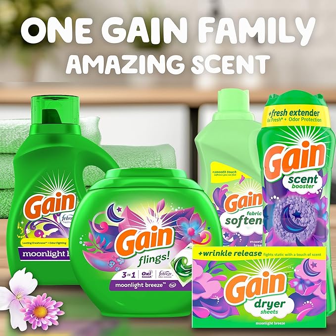 Gain Moonlight Breeze HE Deep Cleaning Concentrated Liquid Laundry Detergent, 61 Loads, 88 fl oz