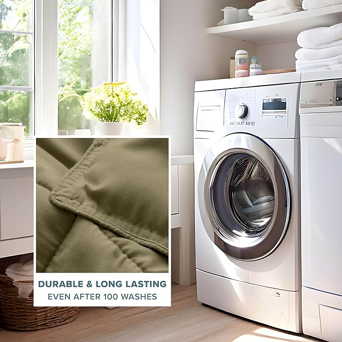 Bare Home Comforter Set - Full Size - Ultra-Soft - Goose Down Alternative - Premium 1800 Series - All Season Warmth (Full, Olive)