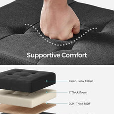 SONGMICS Storage Ottoman, Small Ottoman Foot Rest with Legs, 12.6 x 15.8 x 13.2 Inches Foot Stool, Load up to 660 lb, for Living Room, Bedroom, Dorm, Ink Black ULSF012B01