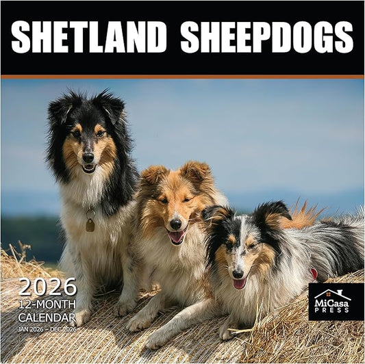 MICASA PRESS Shetland Sheepdogs 2024 Hangable Monthly Wall Calendar | 12" x 24" Open | Thick & Sturdy Paper | Holiday Gift | Cute Sheltie Puppy Dog Calendar 2026