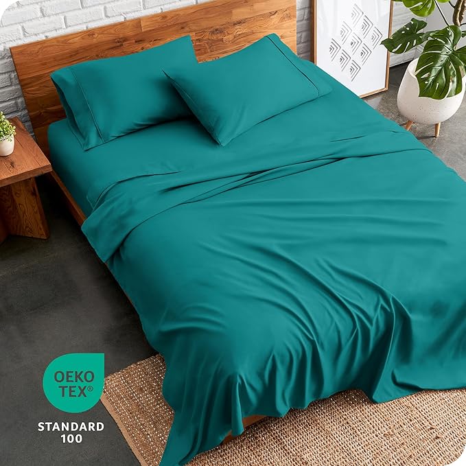 Bare Home Split King Sheet Set - 1800 Ultra-Soft Microfiber Bed Sheets - Double Brushed - Deep Pockets - Easy Fit - 5 Piece Set - Bed Sheets & Pillowcases (Split King, Emerald) BareHome