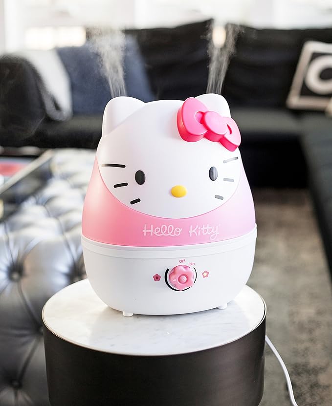Crane Adorables Ultrasonic Humidifiers for Bedroom and Baby Nursery, 1 Gallon Cool Mist Air Humidifier for Large Room or Kid's Room, Humidifier Filters Optional, Hello Kitty
