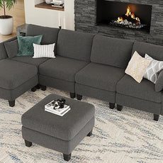 Modular Sectional Sofa, Convertible U Shaped Sofa Couch with High Density Memory Foam, 6 Seat Comfy Modular Sofa Couch for Living Room, Modern U Shaped Sectional Sofa, Dimgrey
