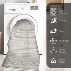 RUGSURE Washable Area Rugs 9' x 12' - 1/6 Thick - Moroccan-Inspired -Stain & Water Resistant Non-Slip - Resistant Rug for Living Room, Bedroom, Nursery, Pet & Child Friendly (Grey)