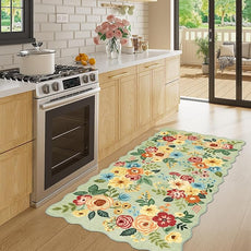DUKINO 2x4 Washable Runner Rugs, Non Slip Floral Print Entryway Rug with Soft Low Pile, Lightweight Mat for Living Room, Bathroom, Bedroom, Kitchen, Green