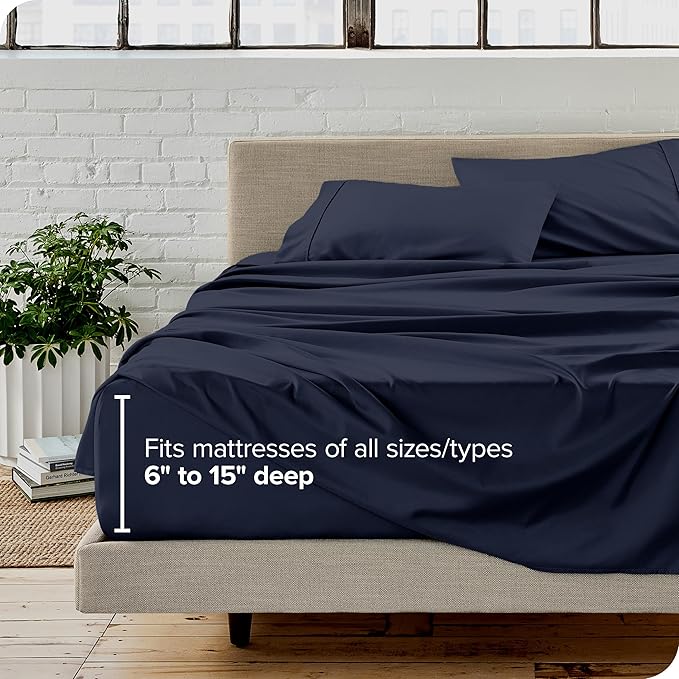Bare Home California King Sheet Set - 1800 Ultra-Soft Microfiber Cal King Bed Sheets - Double Brushed - Deep Pockets - Easy Fit - 4 Piece Set - Bed Sheets (California King, Midnight Blue) BareHome