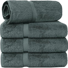 Chakir Turkish Linens | Hotel & Spa Quality 100% Cotton Luxury Turkish Towels | Soft & Absorbent (30x60 Inches Extra Large Bath Towels, Set of 4 - Dark Gray)