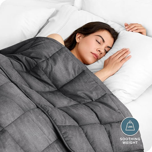 Bare Home Weighted Blanket Queen Size 17lb (60" x 80") for Adults - Minky Fleece - Premium Heavy Blanket Nontoxic Glass Beads (Grey, 60"x80")