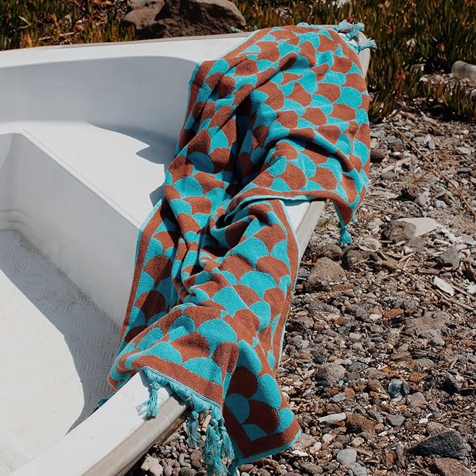 sea me at home 100% Turkish Cotton Bath, Beach, and Pool Towel with Unique Design - 31x62 Inches (Ocean’s Flame)
