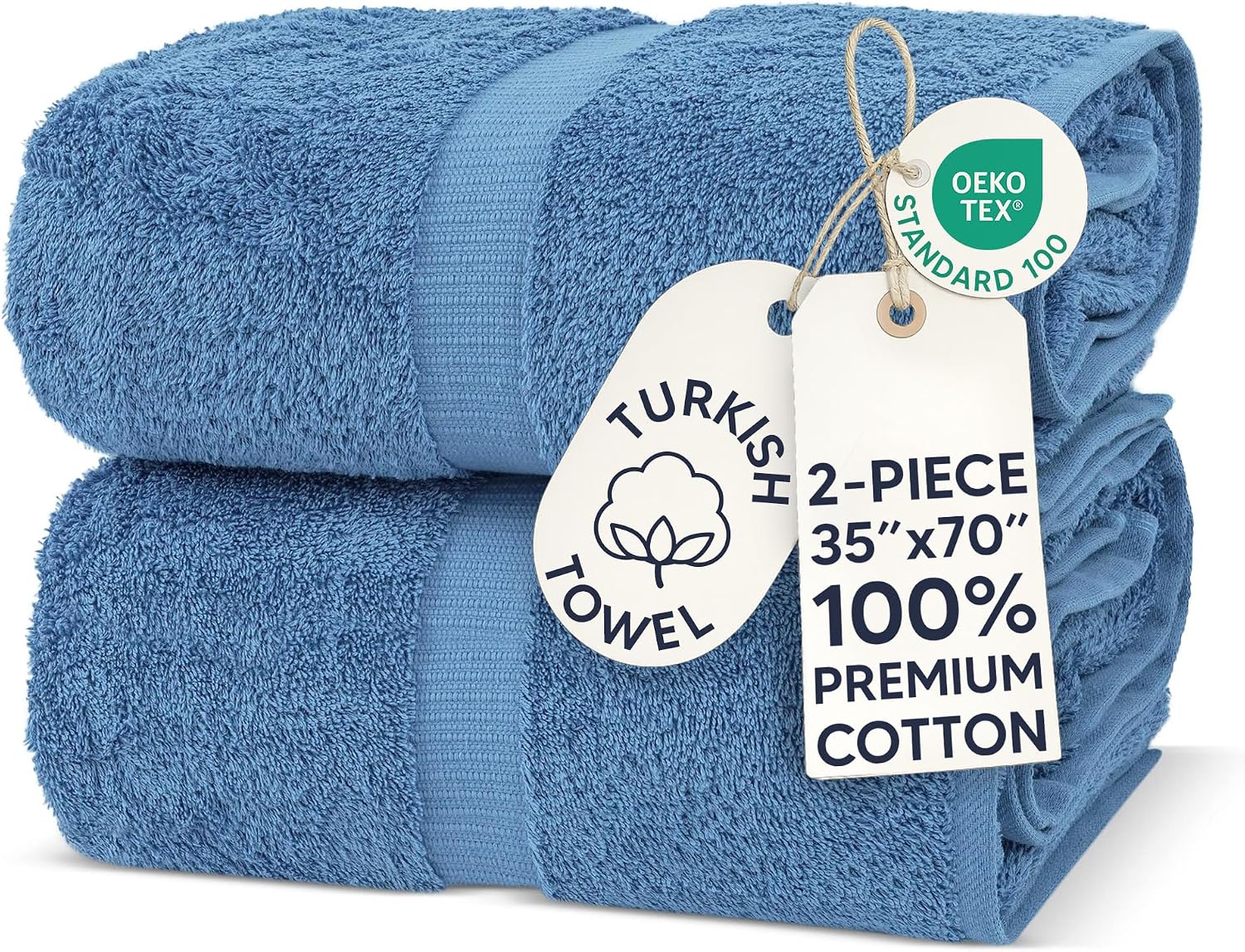 Chakir Turkish Linens 4 Piece Bath Towel Set, 100% Cotton Luxury Turkish Towels for Bathroom, Soft Absorbent Bath Towels, 27 x 54 Inches, Gray