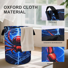 Halloween Web Laundry Basket Foldable Oxford Cloth Tote Bag Laundry Hamper Clothes Storage Bucket Organizer For Bathroom/Laundry Storage/Bedroom 19.6x15.7 Inch