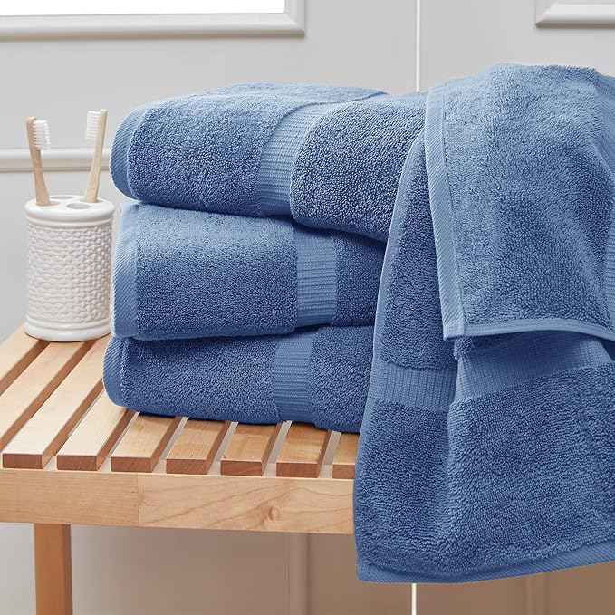 Towel Bazaar Premium Cotton Super Soft and Absorbent Turkish Towels (4-Piece Bath Towels, Wedgewood)