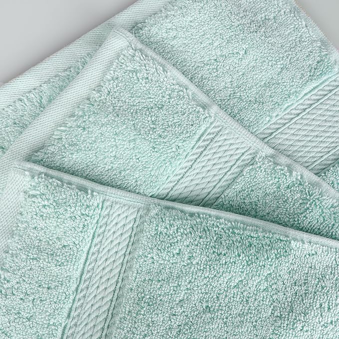 Superior Egyptian Cotton Pile 9 Piece Towel Set, Includes 3 Bath, 3 Hand, 3 Face Towels/Washcloths, Ultra Soft Luxury Towels, Thick Plush Essentials, Guest Bath, Spa, Hotel Bathroom, Sea Foam