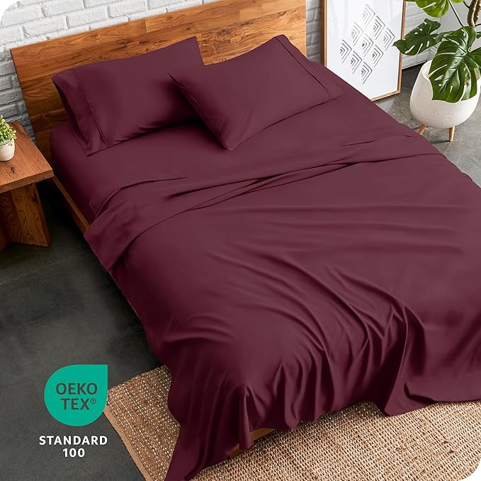 Bare Home Full Sheet Set - Luxury 1800 Ultra-Soft Microfiber Full Bed Sheets - Double Brushed - Deep Pockets - Easy Fit - 4 Piece Set - Bedding Sheets & Pillowcases (Full, Burgundy) BareHome