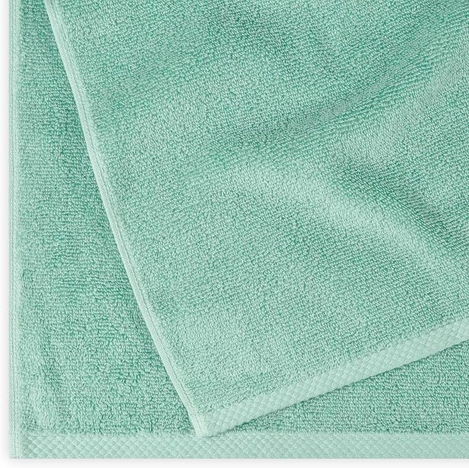 Amazon basics 100% cotton quick-dry lightweight bath towel, 2-pack, seafoam green, 54" x 30"