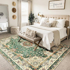 5'x7' Area Rugs Washable,Green Rug for Living Room Bedroom,Large Boho Vintage Bohemian Distressed Oriental Carpet Non Slip,Retro Sage Floral