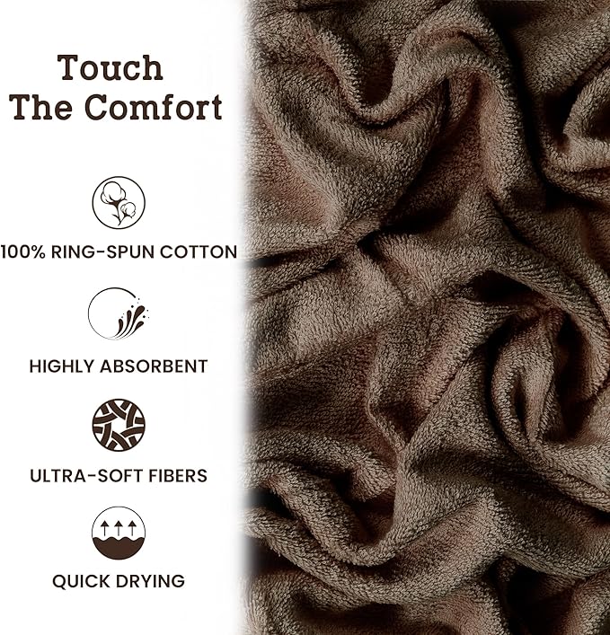 Casa Lino Face Towels & Body Wash Cloths for Showering - 100% Cotton Wash Cloths for Bathroom - Highly Absorbent & Quick Drying Washcloth Set - Cotton Washcloths 24 Pack (12" x 12") - (Brown)
