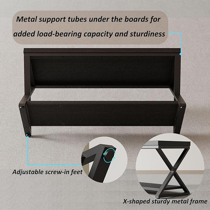 IBF Black Bench for Entryway, Black Modern Wood Bench for Bedroom Hallway Foyer, Farmhouse Entry Way Home Organizer Shoe Bench Seat with Storage Rack Indoor Under Window, 39 Inch Long