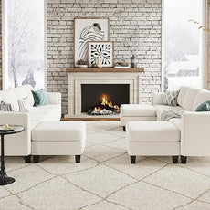 Modular Sectional Sofa, Convertible U Shaped Sofa Couch with High Density Memory Foam, Modern U Shaped Sectional Sofa, 6 Seat Comfy Modular Sofa Couch for Living Room, Beige