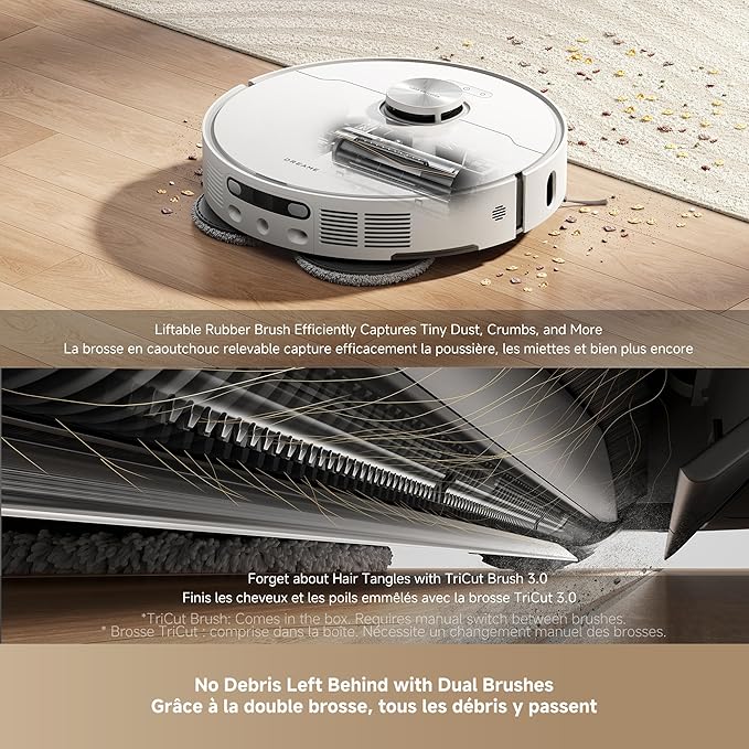 DREAME L40s Ultra AE Robot Vacuum and Mop Combo, 19,000Pa Suction, Self Emptying Dust Box, Flexible Mop & 167℉ Self Cleaning Washboard, Diverse Brush Selection, All-in-One Station, Auto Refill