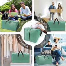 12 Pack Heavy Duty Large Moving Bags W/Backpack Straps - Strong Handles & Zippers, Storage Totes For Space Saving, Fold Flat, Alternative to Moving Box and Storage Bin, Teal