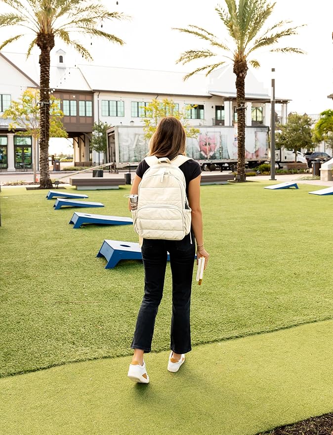 Travel Backpack for Women, 15.6 Inch College Laptop Backpack, Water Resistant Work Backpacks, Cute Quilted Bookbag