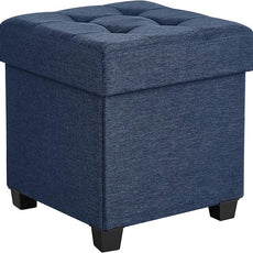 SONGMICS Storage Ottoman, Small Ottoman Foot Rest with Legs, 15 x 15 x 15.7 Inches Foot Stool, Load up to 660 lb, for Living Room, Bedroom, Dorm, Midnight Blue ULSF14IN