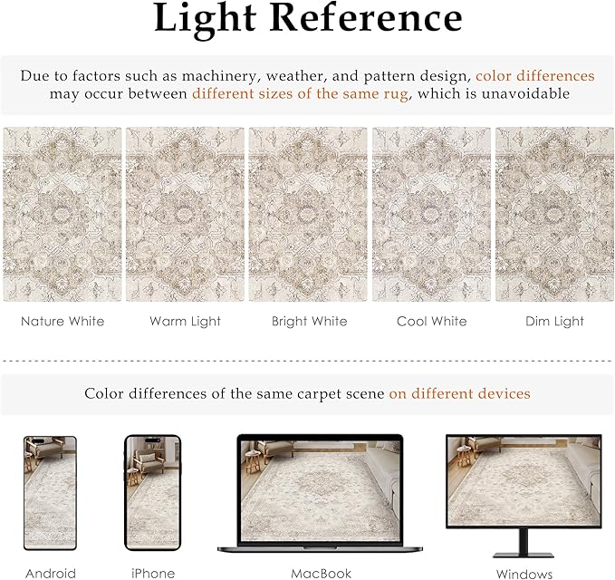 Beige Area Rug 4x5 Washable Vintage Carpet Entryway Office Soft Retro Kitchen Low Pile Thin Door Mat Non Slip Oriental Medallion Throw Small Rug for Bathroom Bedroom Dining Living Room