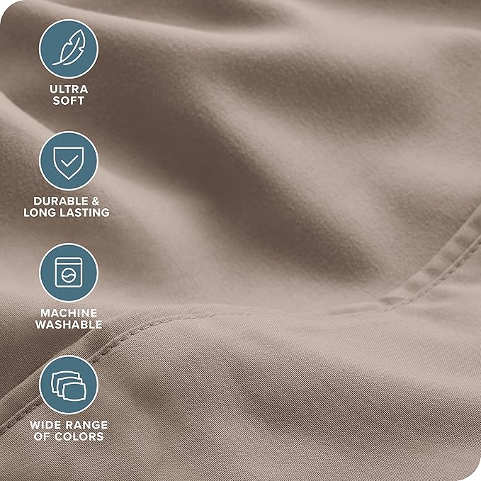 Bare Home Hotel Luxury King Sheet Set, Extra Soft - 6 Piece Set - Deep Pockets - Easy Fit - Cooling & Breathable - Wrinkle, Fade, Stain Resistant - Includes 4 Pillowcases (King, Taupe)
