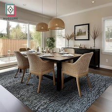 RUGSURE Washable Area Rug - 1/6 Thick - Stain & Water Resistant Non-Slip - Resistant Rug for Living Room, Bedroom, Nursery, Pet & Child Friendly, Vintage Charm Area Rugs (Darkgrey+Bule, 8' x 10')