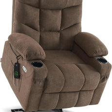 MCombo Power Lift Recliner Chair with Extended Footrest for Elderly People, Fabric 7287/7087 (Brown, Medium)