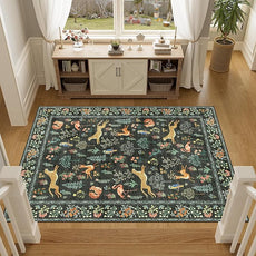 DUKINO 4x6 Rug, Washable Animal Area Rug with Non Slip Vintage Design, Indoor Soft Low Pile Carpet for Bedroom, Nursery, Dining Room, Farmhouse, Playroom, Black