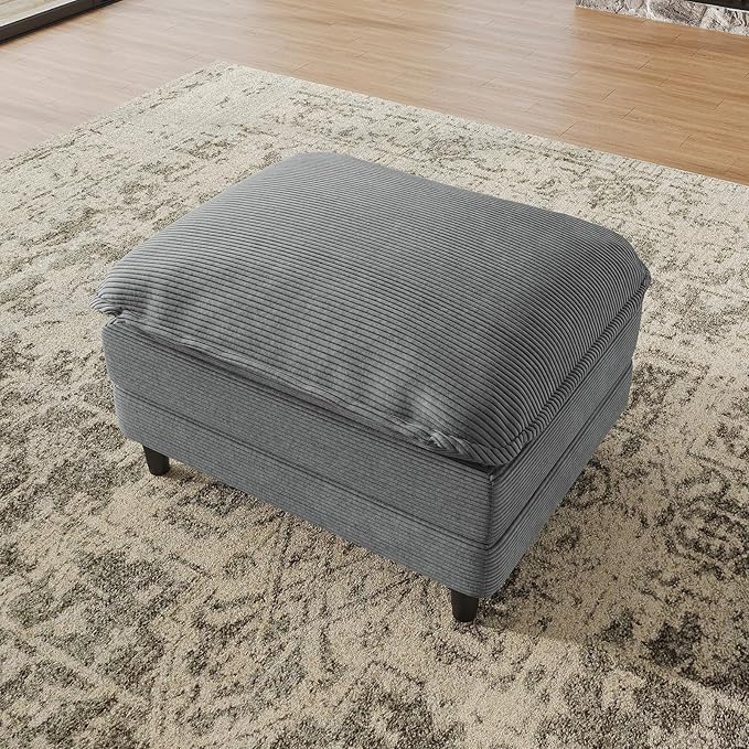 Ottoman for Modular Sectional Sofa, Ottoman Seat for Convertible Sectional, Single Sofa Couch for Living Room, Bedroom, Apartment, Corduroy, Gray