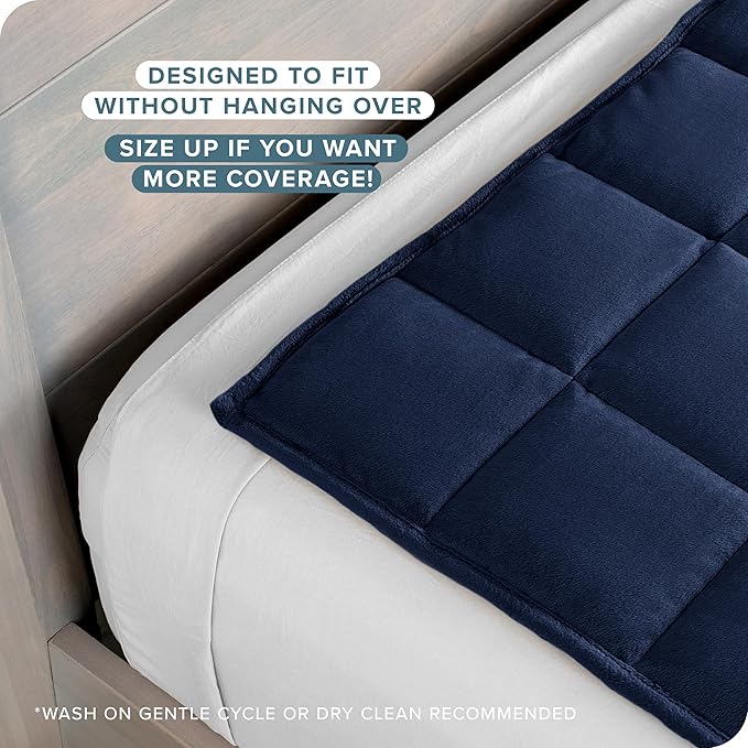 Bare Home Weighted Blanket Twin or Full Size 10lb (40" x 60") - Minky Fleece - Premium Heavy Blanket Nontoxic Glass Beads (Dark Blue, 40"x60")