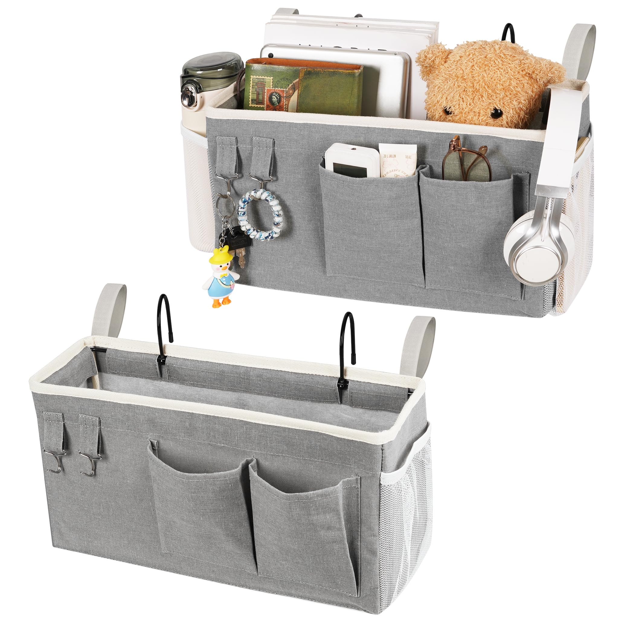 Loghot Bedside Caddy/Bedside Storage Bag Hanging Organizer for Bunk and Hospital Beds,Dorm Rooms Bed Rails,Can be Placed Glasses,Books,Mobile Phones,Keys (Light Pink) Dormly