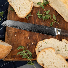 Yatoshi Knives Magnetic Kitchen Knife Block Set - Japanese 67 Layer High-Grade VG-10 Steel Knives, Sharp, G10 Handle Professional Kitchen Knife Set - Damascus (6 pieces), Brown Pakkawood Handles