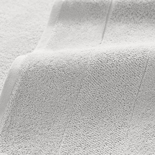 Aston & Arden Aegean Terry Bath Towels - Set of 2 - Ringspun Turkish Cotton Thick and Soft Absorbent Luxury Hotel and Spa Bathroom Towel, 600 GSM, 30 x 60 in, Light Grey