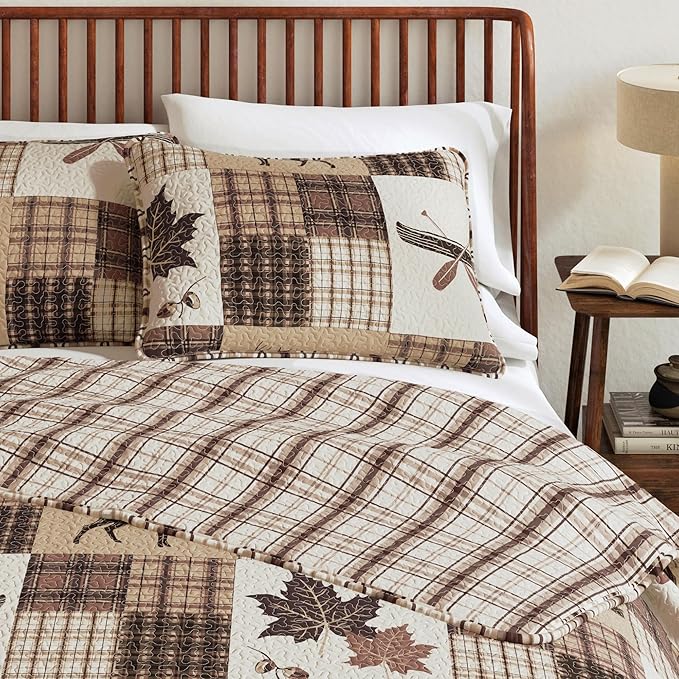 Great Bay Home Lodge Bedspread Twin/Twin XL Size Kid's Quilt Set with 1 Sham. Cabin 2-Piece Reversible All Season Quilt Set. Rustic Quilt Coverlet Bed Set. Redwood Collection.