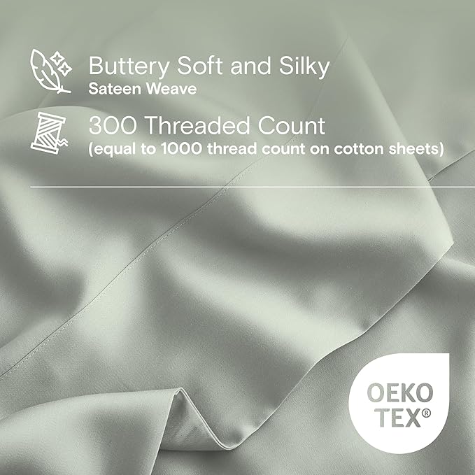 DOZ Duvet Cover Set, 100% Viscose derived from Bamboo, Organically Grown, Buttery Soft, Cooling Duvet Covers, High GSM, 1 Duvet Cover and 2 Pillowcases, 106"x90" (Sage, King/Cal King)