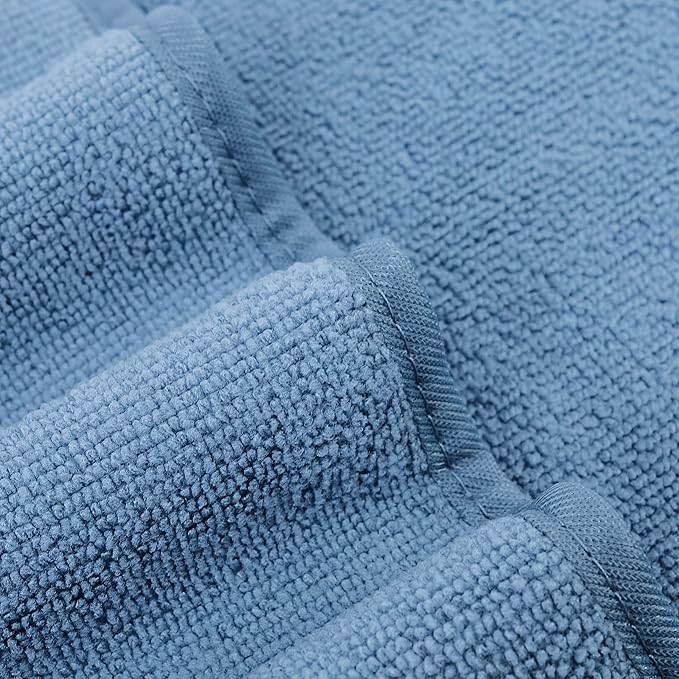 POLYTE Microfiber Quick Dry Lint Free Bath Towel, 57 x 30 in, Pack of 4 (Blue)