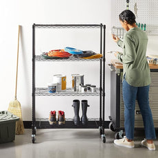 Amazon Basics 4-Shelf Adjustable, Heavy Duty Storage Shelving Unit on 3'' Wheel Casters, Metal Organizer Wire Rack, 36