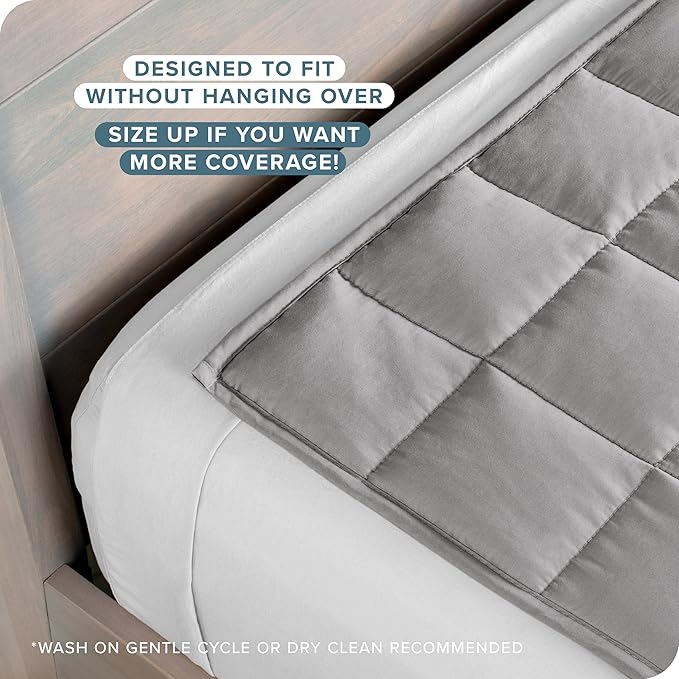 Bare Home Weighted Blanket All-Natural 100% Cotton with Nontoxic Glass Beads 48"x72" 12lbs, Light Grey