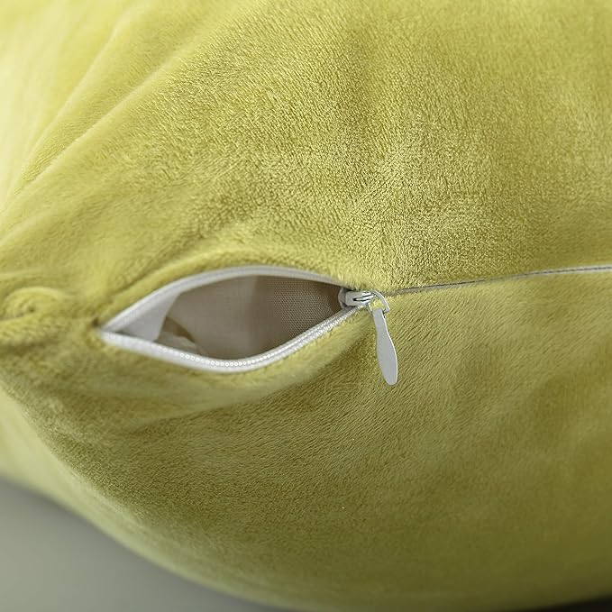 EVOLIVE Soft Micromink, Faux Fur, Faux Velvet Euro Sham Cover Pillowcase Replacement with Zipper Closure (26"x26" Euro Sham, Lime)