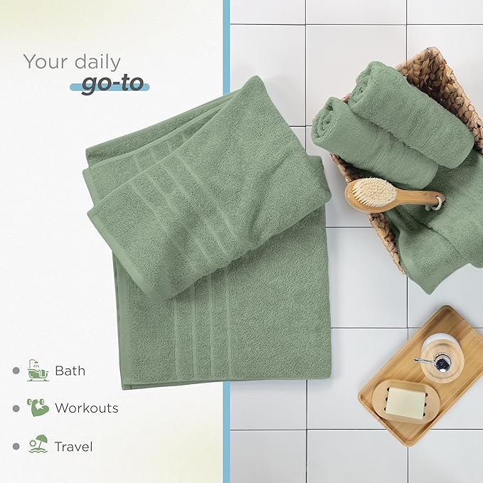 Martex 2-Pack Ultimate Performance Bath Sheet Set – 100% Cotton – 33” x 65” – Extra Large Bath Towels – Versatile – Low-Linting – Supersoft Bathroom Set – Super Absorbent – Easy Care – Sage