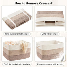 Blanket Basket,Rectangle Woven Baskets for Storage,100L Laundry Basket for Decorative Nursery Blanket,Toys,Dirty Clothes and Magazine in Shelves,Baby Room,and Living Room