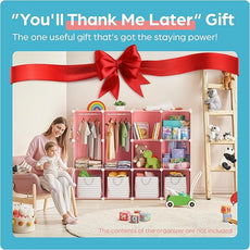 Baby Closet Organizer for Nursery - Durable Baby Wardrobe Armoire for Closet - Customizable Dresser Shelves - Waterproof Shelf Clothes Organizer w/Wall Fixation (Pink)