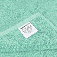 Amazon basics 100% cotton quick-dry lightweight bath towel, 2-pack, seafoam green, 54