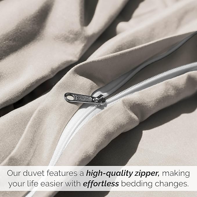 Southshore Fine Living, Inc. Premium Collection Twin Duvet Cover Bedding Set, Soft Bone Duvet Cover Bedspread 2-Piece with one Matching sham (69 in Wide x 98 in Long), Bone, Twin/Twin XL