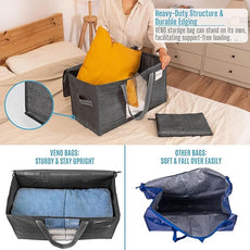 VENO 6 Pack Moving Bags, Comforter and Blanket Storage Bags for Closet, Moving Boxes, Boxes with Lids Alternative, College Dorm Packing Supplies, Foldable Heavy-Duty Tote with Window (Gray, 6 Pack)